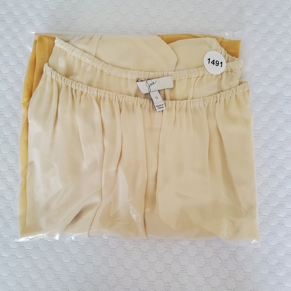 Joie Silk Top Womens Small Ombre Caro Lemon Yellow Gathered Bubble Hem Flowy S - Picture 13 of 14